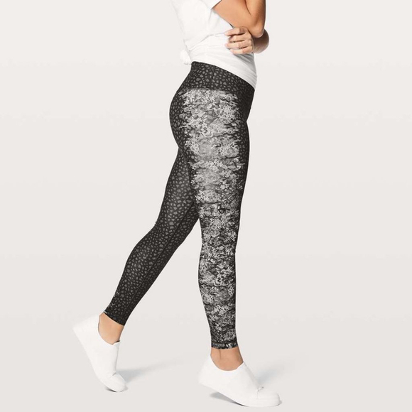 lululemon athletica Pants - Lululemon Wunder Under Hi-Rise Tight 28" Overlace HR Ice Grey Black leggings 2